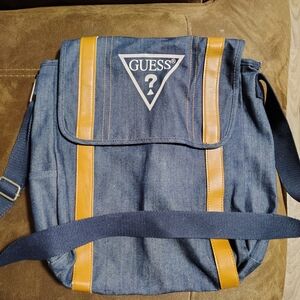 GUESS Blue and Tan Men's Bag